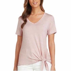 Matty M | Women’s Pink Striped Side Tie Tee | NWT - XL